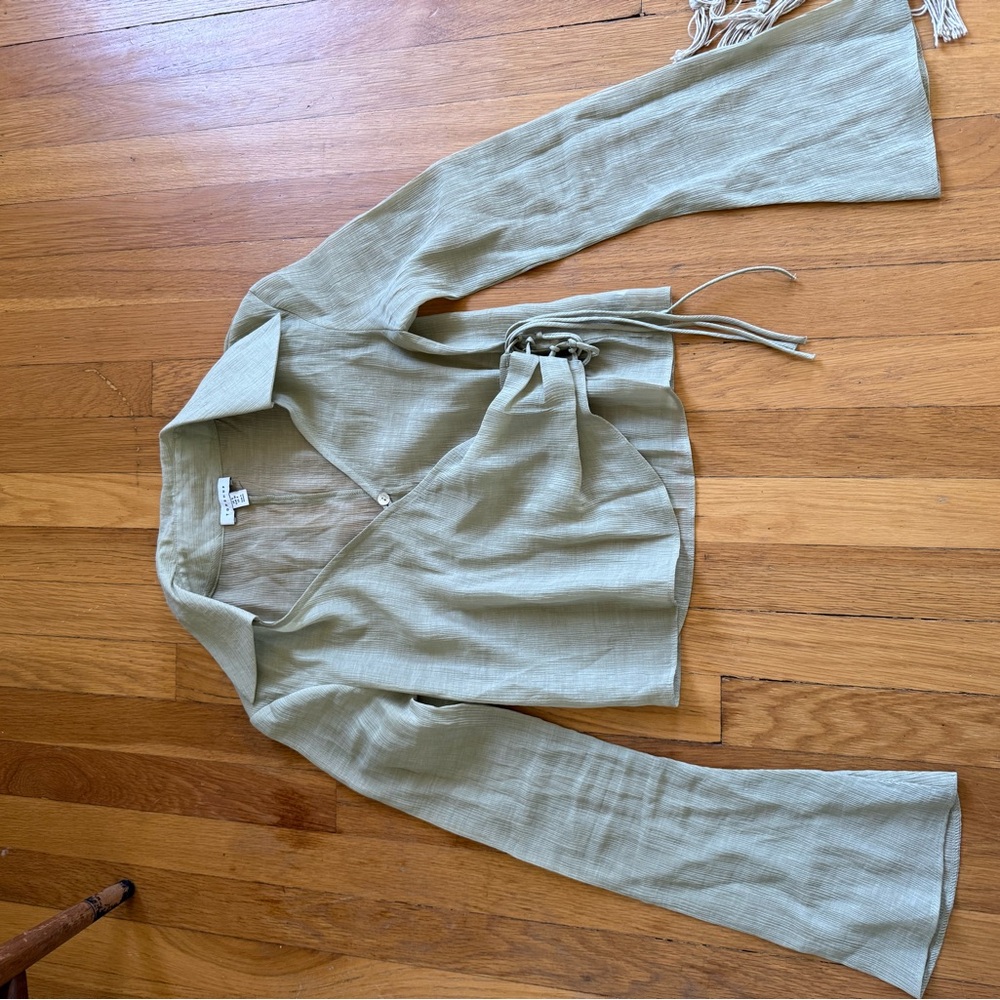 Women's Sage Green Wrap Top